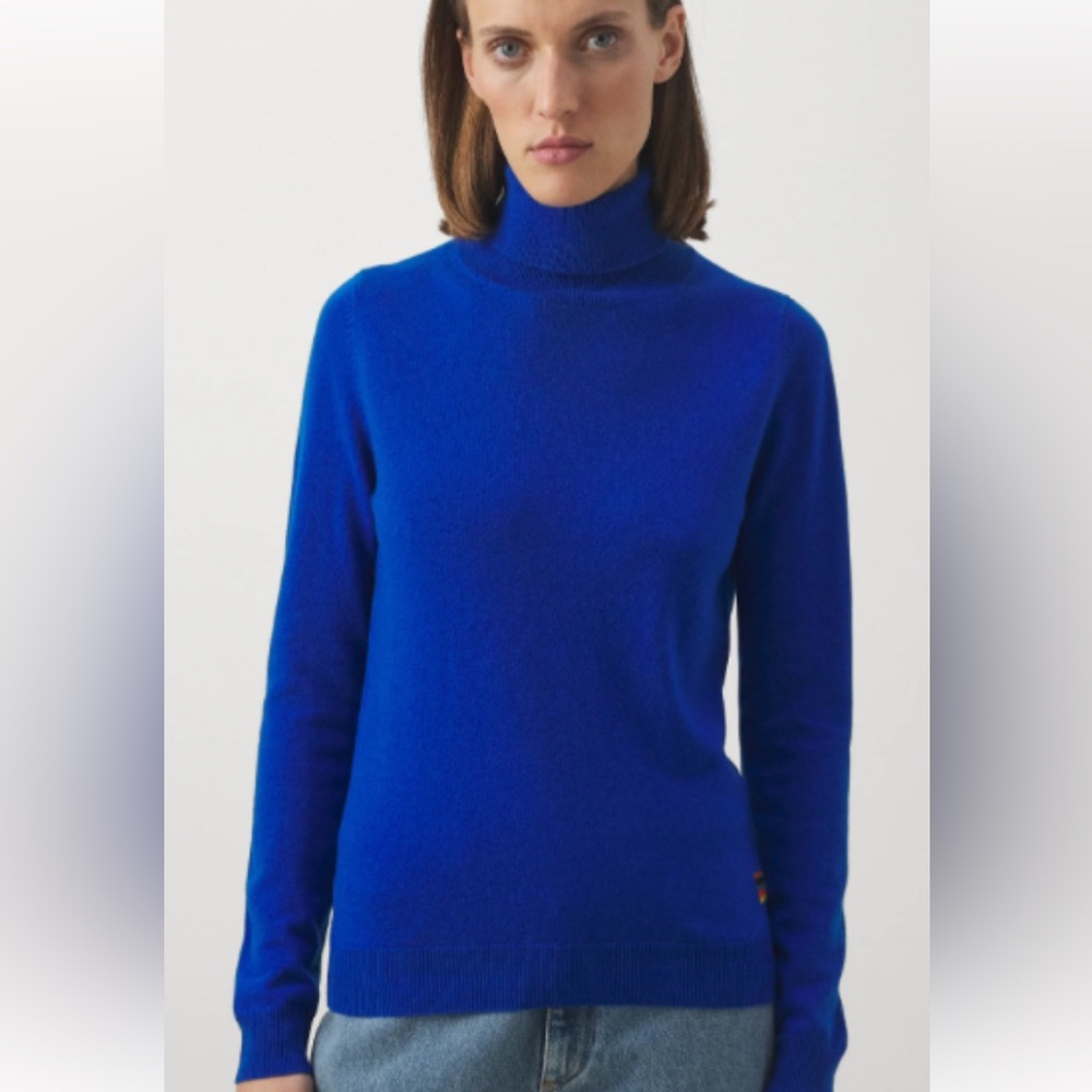 Madison Grey woman’s mock turtleneck sweater ribbed royal blue rayon blend XL - Picture 14 of 14